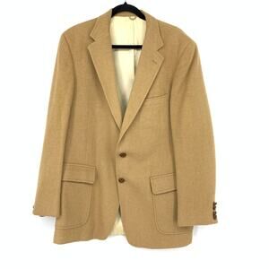 Vintage Lew Ritter Blazer Jacket Two Button Mens Sz 44 Camel Hair Tan Union Made